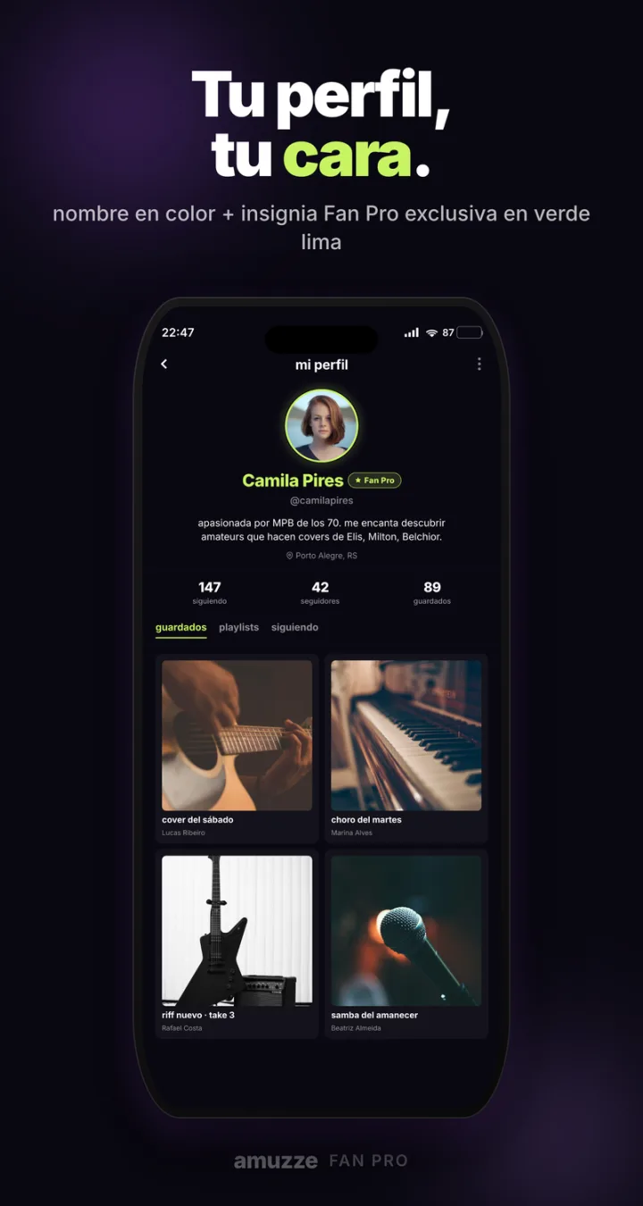 Tu perfil, tu cara — insignia Pro exclusiva